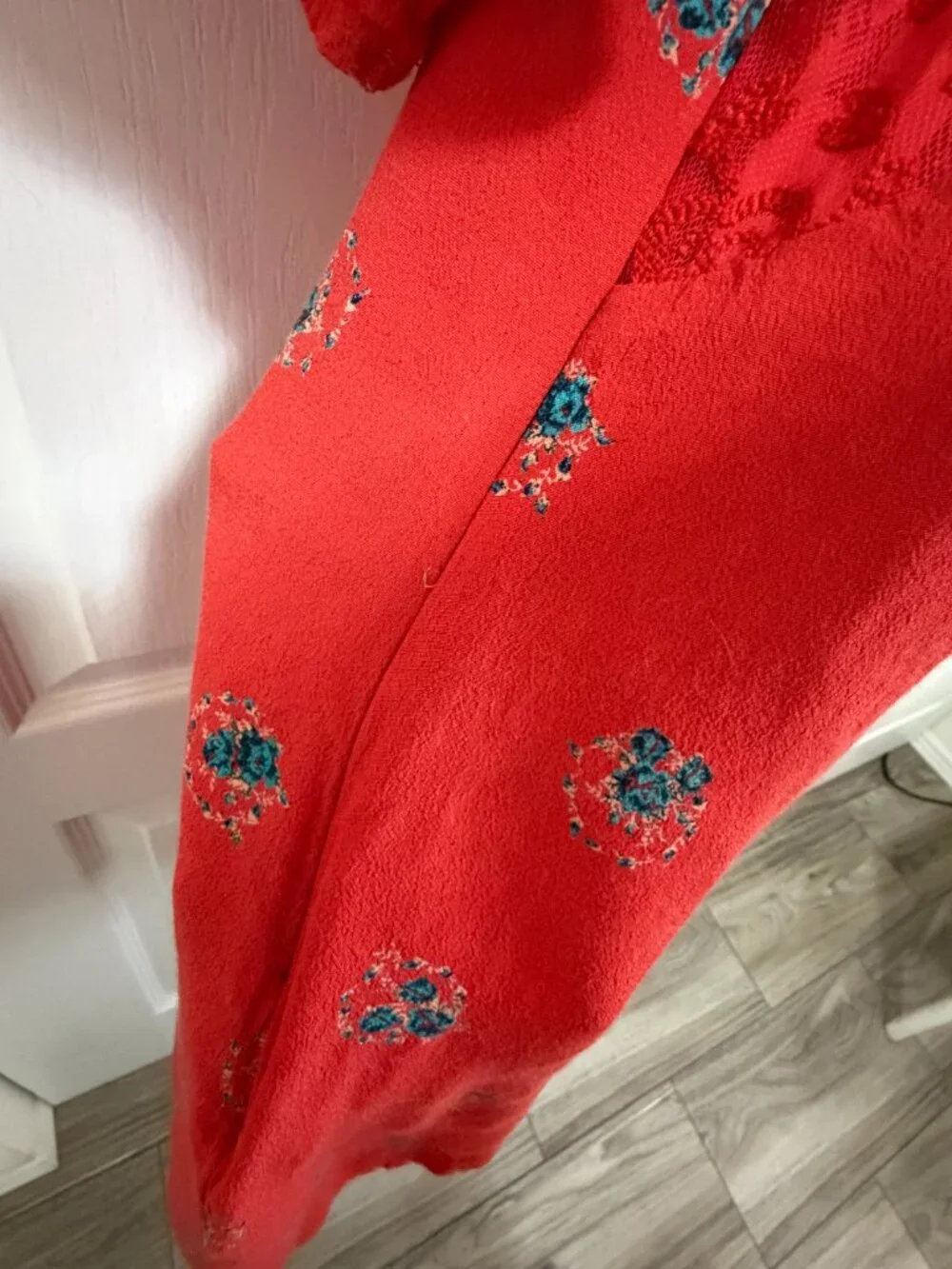 Free People Mockingbird Open Back Mini Dress Red Floral - Picture 9 of 16
